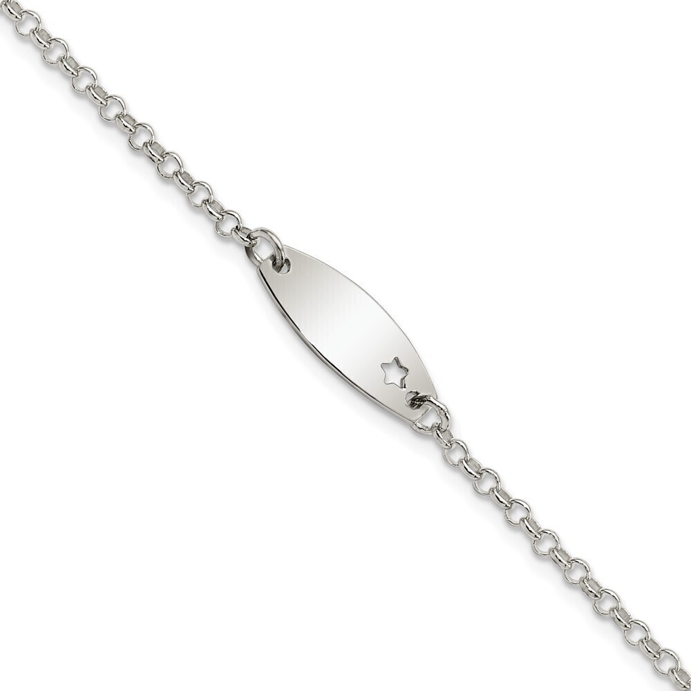 Kazi Luxury Sterling Silver Polished ID with Star Bracelet